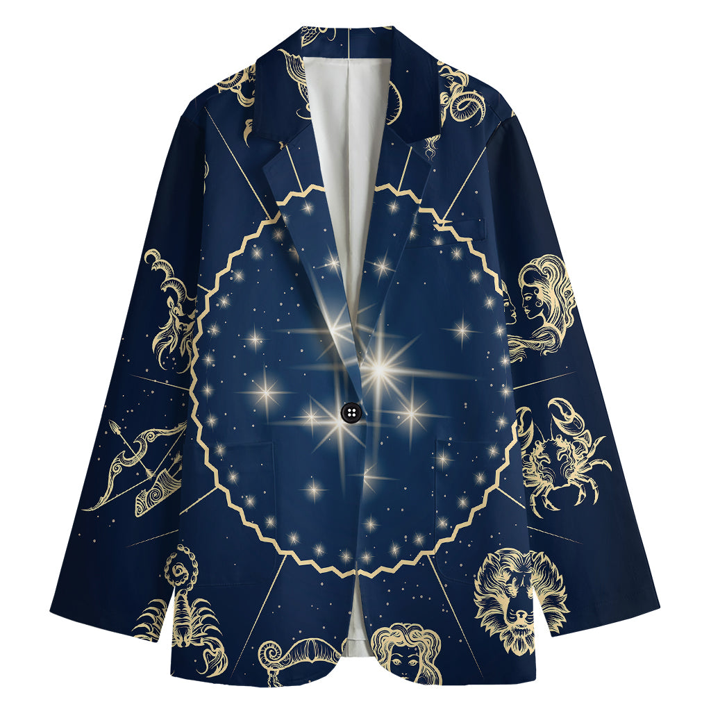 Zodiac Astrology Symbols Print Women's Cotton Blazer