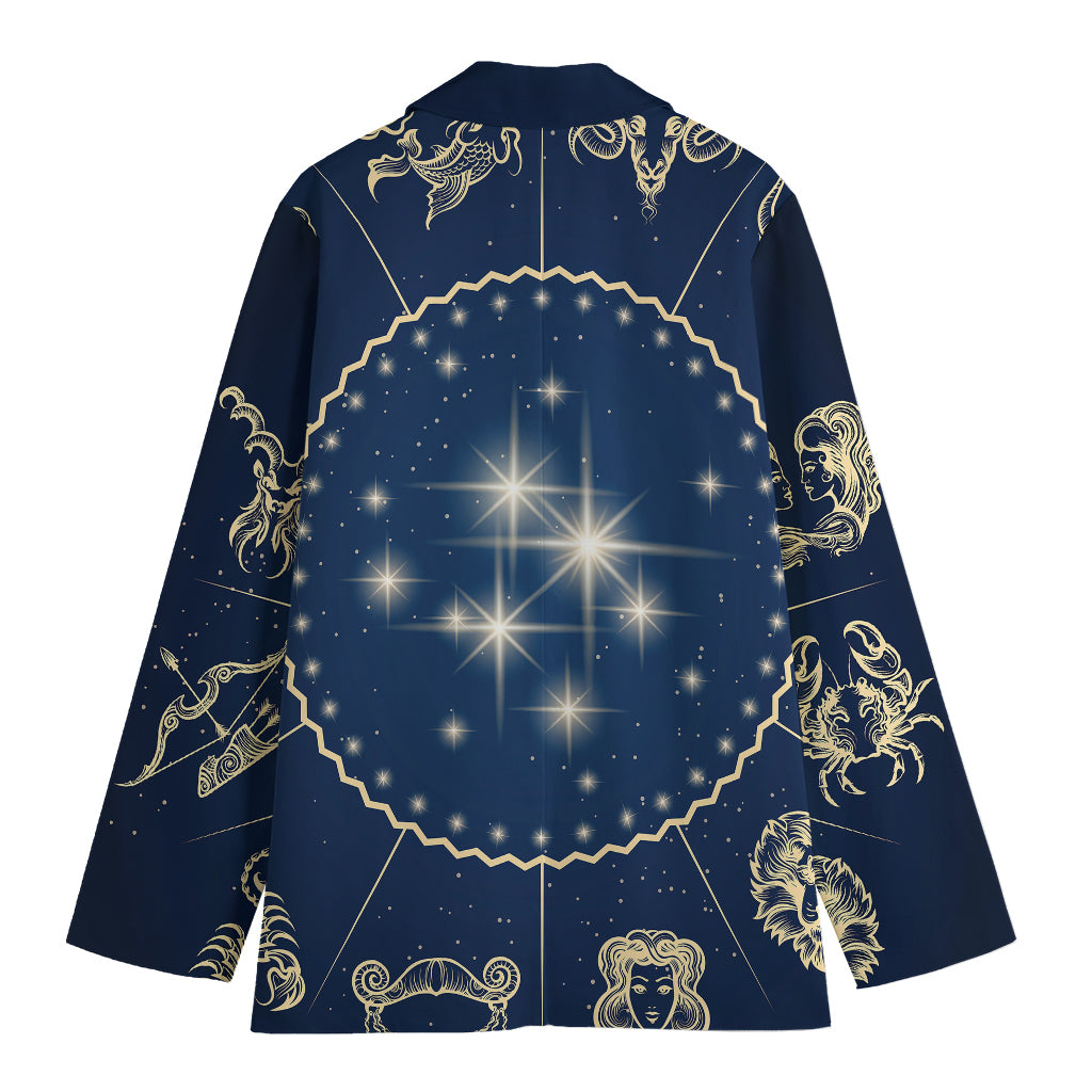 Zodiac Astrology Symbols Print Women's Cotton Blazer