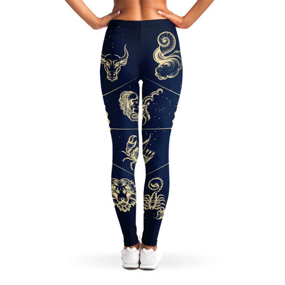 Zodiac Astrology Symbols Print Women's Leggings