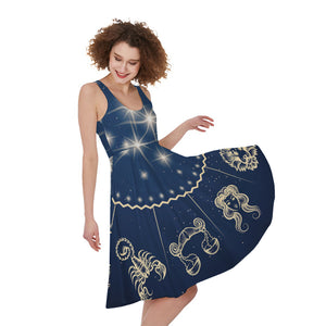 Zodiac Astrology Symbols Print Sleeveless Knee Length Dress – GearFrost