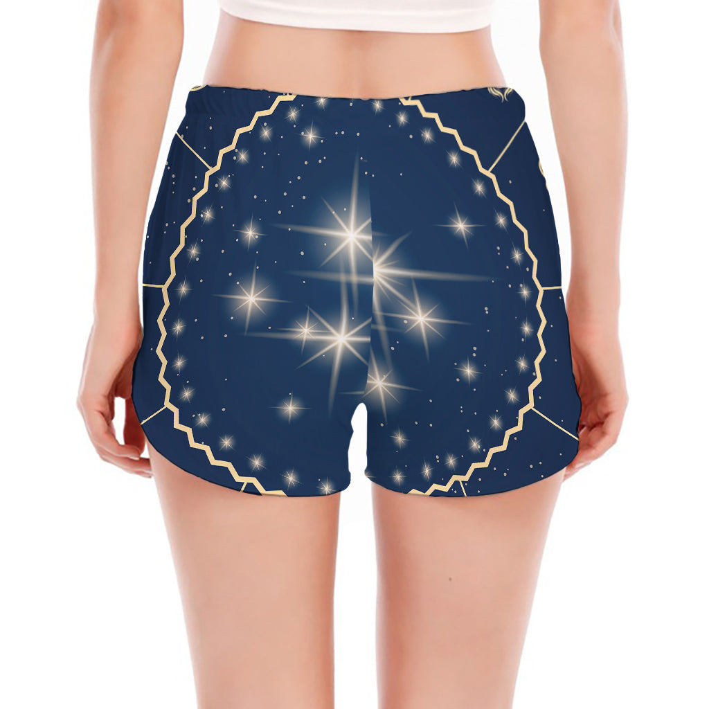 Zodiac Astrology Symbols Print Women's Split Running Shorts