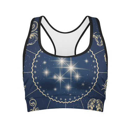 Zodiac Astrology Symbols Print Women's Sports Bra