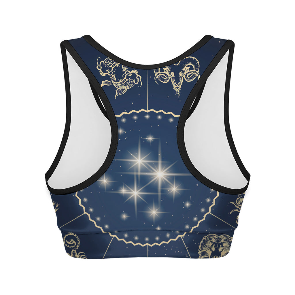 Zodiac Astrology Symbols Print Women's Sports Bra