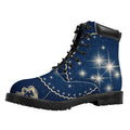 Zodiac Astrology Symbols Print Padded Collar Lace Up Boots