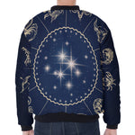 Zodiac Astrology Symbols Print Zip Sleeve Bomber Jacket