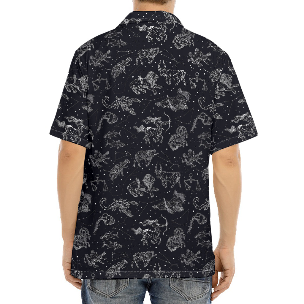 Zodiac Constellation Pattern Print Aloha Shirt