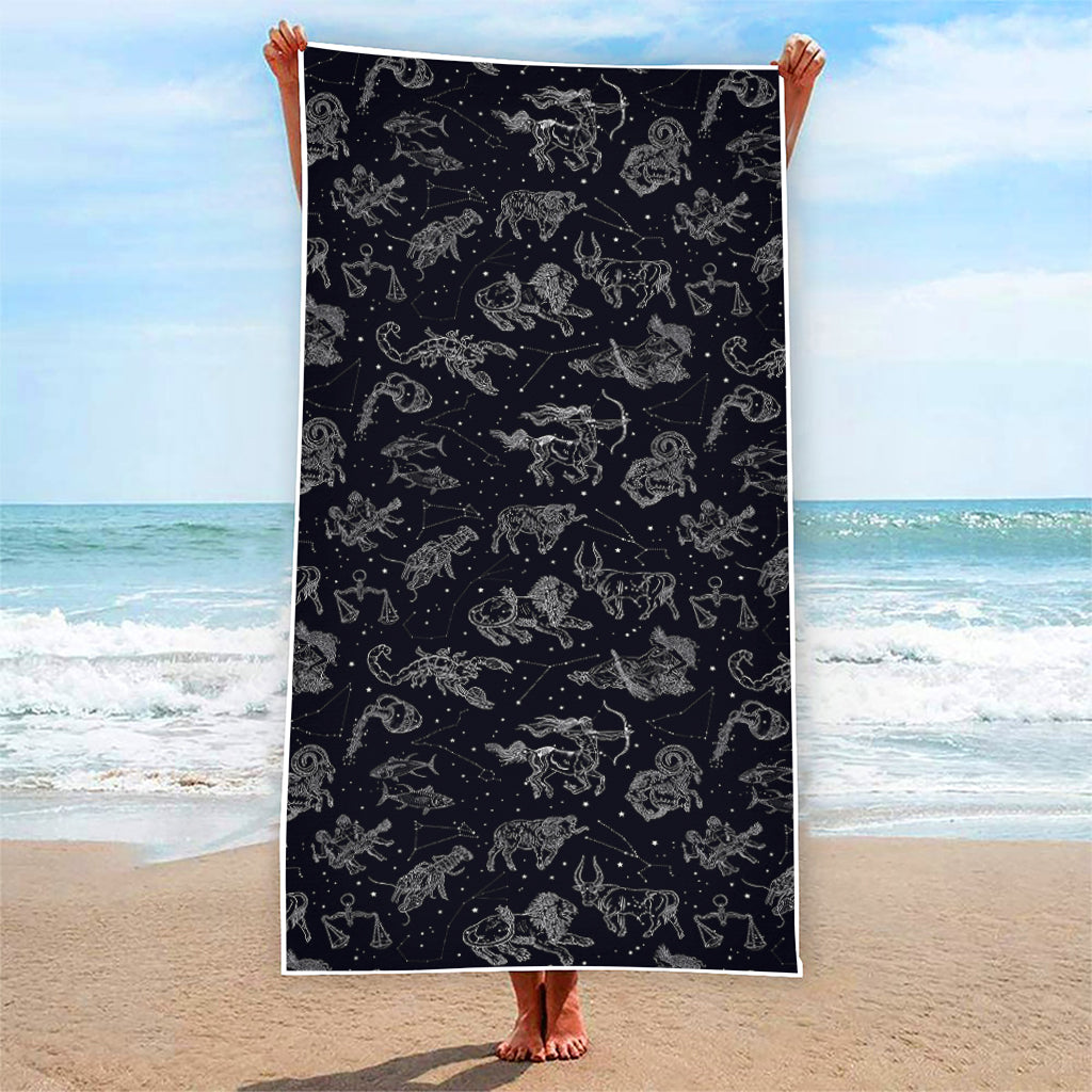 Zodiac Constellation Pattern Print Beach Towel