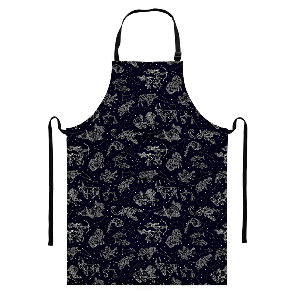 Zodiac Constellation Pattern Print Bib Apron With Pocket