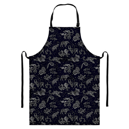 Zodiac Constellation Pattern Print Bib Apron With Pocket