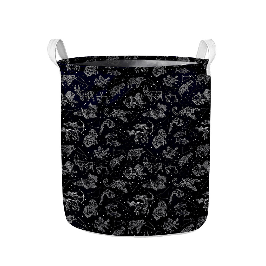 Zodiac Constellation Pattern Print Collapsible Laundry Basket