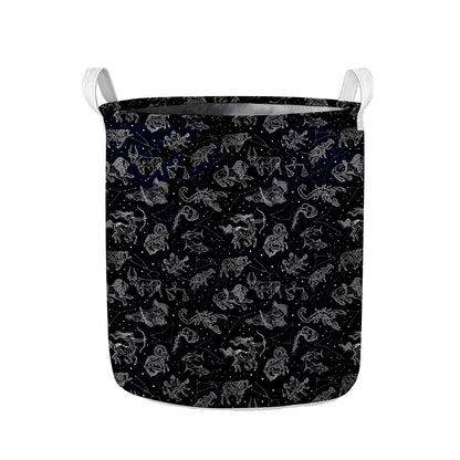 Zodiac Constellation Pattern Print Collapsible Laundry Basket