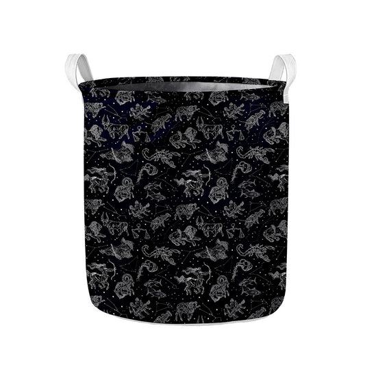 Zodiac Constellation Pattern Print Collapsible Laundry Basket