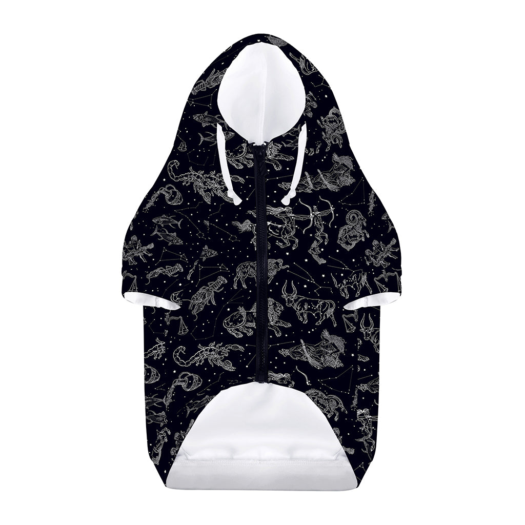 Zodiac Constellation Pattern Print Dog Zip Up Hoodie