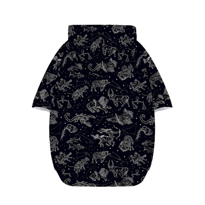 Zodiac Constellation Pattern Print Dog Zip Up Hoodie