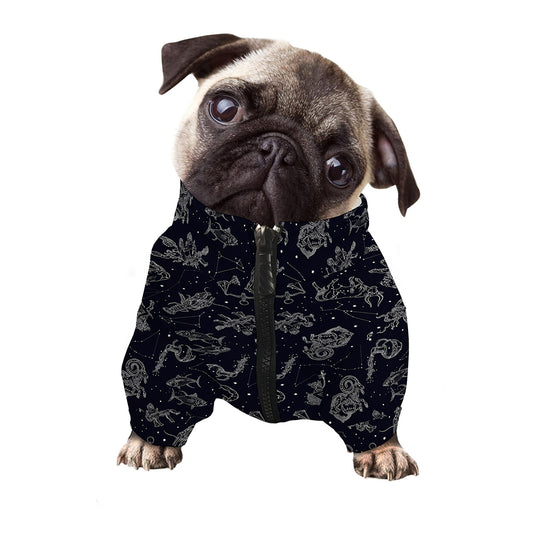 Zodiac Constellation Pattern Print Dog Zip Up Jacket