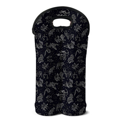 Zodiac Constellation Pattern Print Double Neoprene Wine Tote
