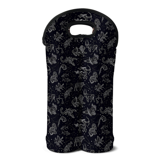 Zodiac Constellation Pattern Print Double Neoprene Wine Tote