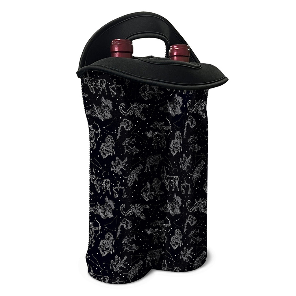 Zodiac Constellation Pattern Print Double Neoprene Wine Tote