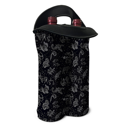 Zodiac Constellation Pattern Print Double Neoprene Wine Tote