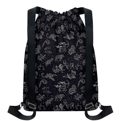 Zodiac Constellation Pattern Print Drawstring Backpack
