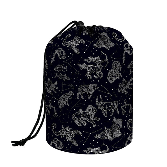 Zodiac Constellation Pattern Print Drawstring Makeup Bag