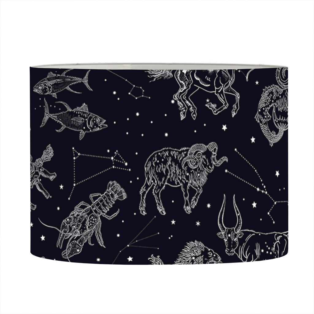 Zodiac Constellation Pattern Print Drum Lamp Shade