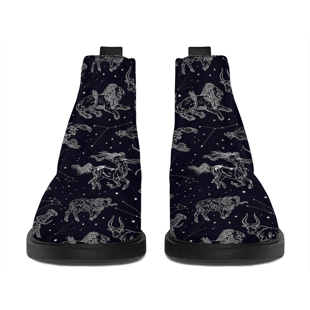 Zodiac Constellation Pattern Print Flat Ankle Boots