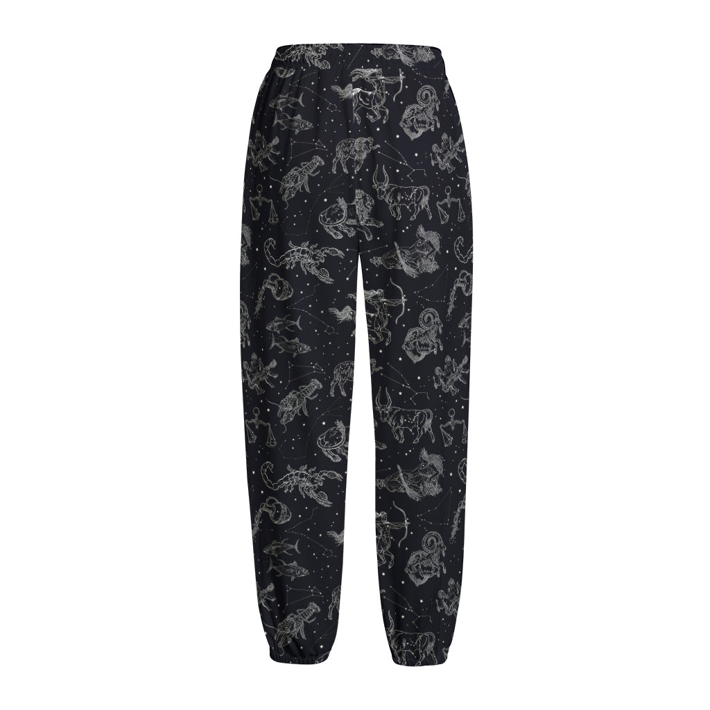 Zodiac Constellation Pattern Print Fleece Lined Knit Pants