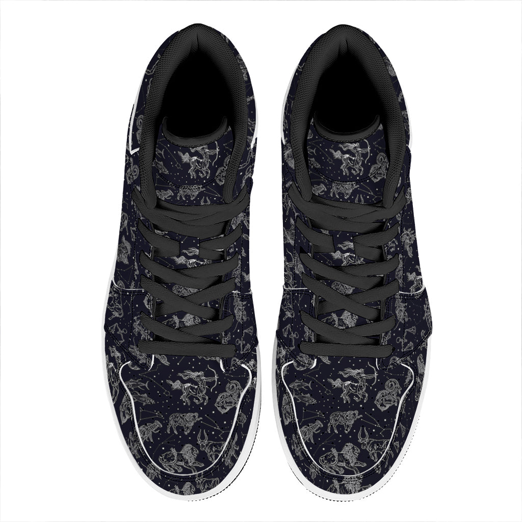 Zodiac Constellation Pattern Print High Top Leather Sneakers