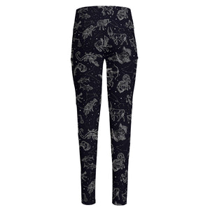 Zodiac Constellation Pattern Print High-Waisted Pocket Leggings