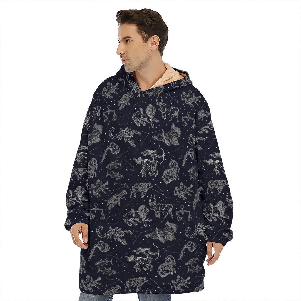 Zodiac Constellation Pattern Print Hoodie Blanket