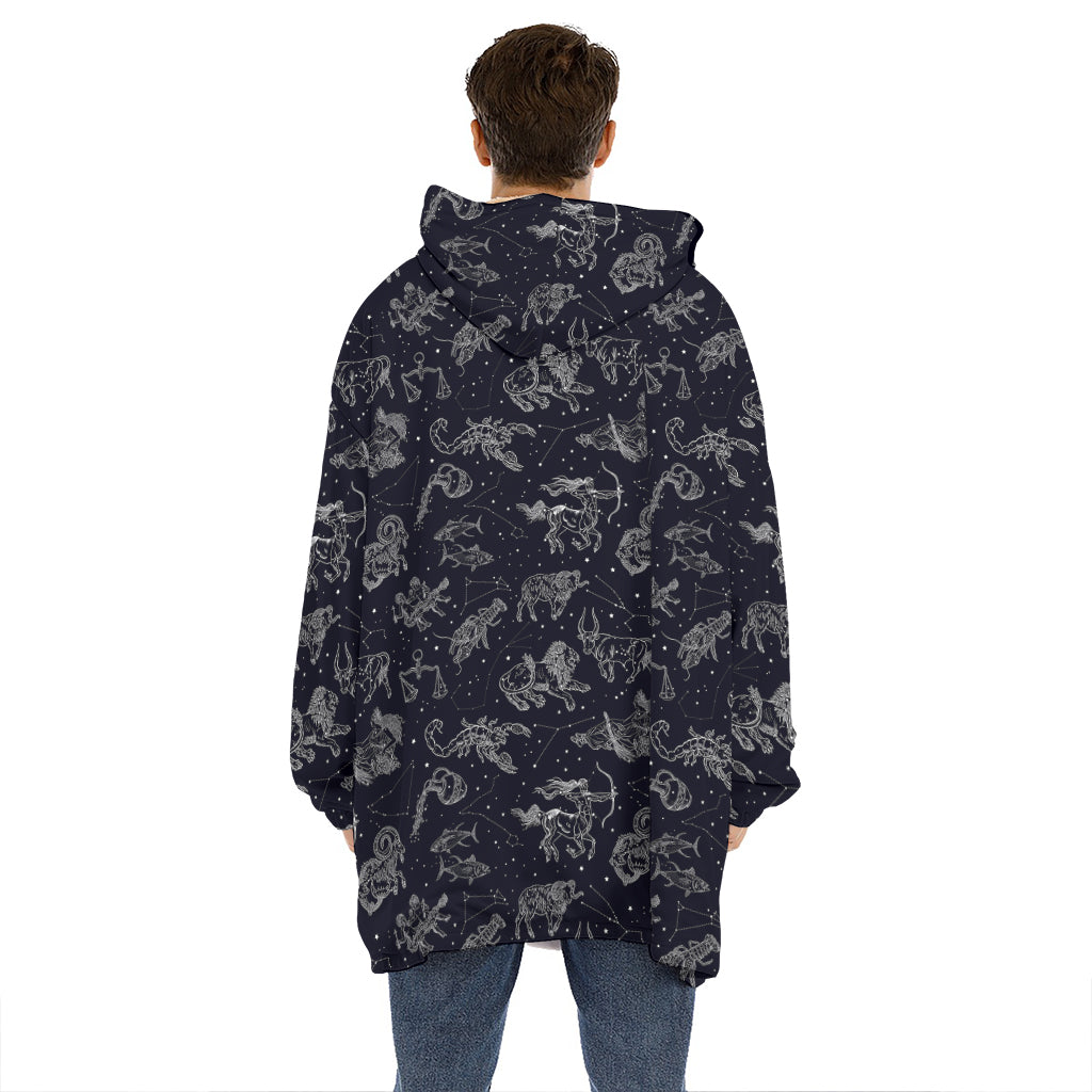 Zodiac Constellation Pattern Print Hoodie Blanket