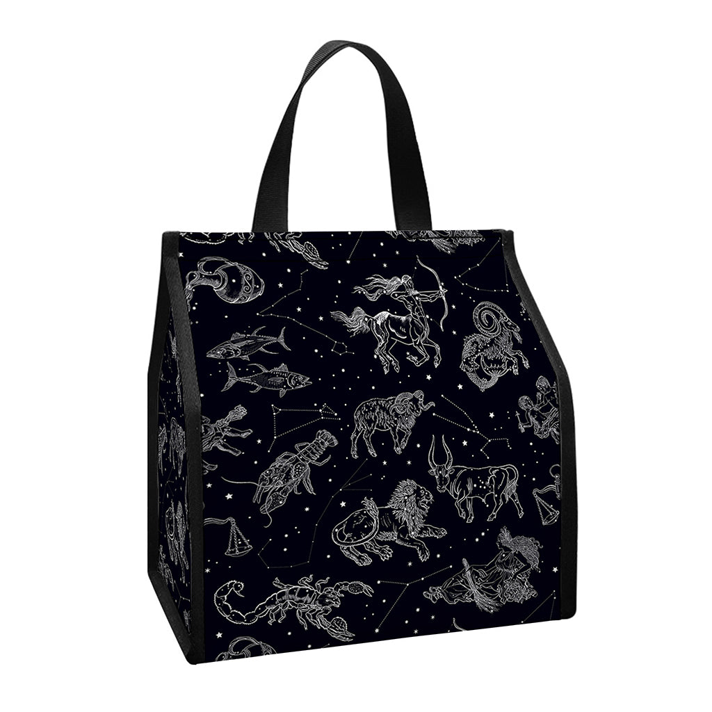 Zodiac Constellation Pattern Print Insulated Lunch Tote