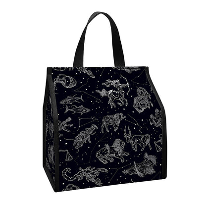 Zodiac Constellation Pattern Print Insulated Lunch Tote