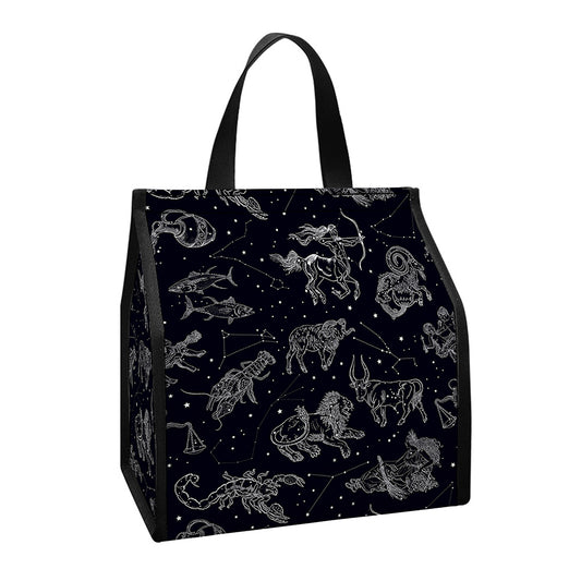 Zodiac Constellation Pattern Print Insulated Lunch Tote