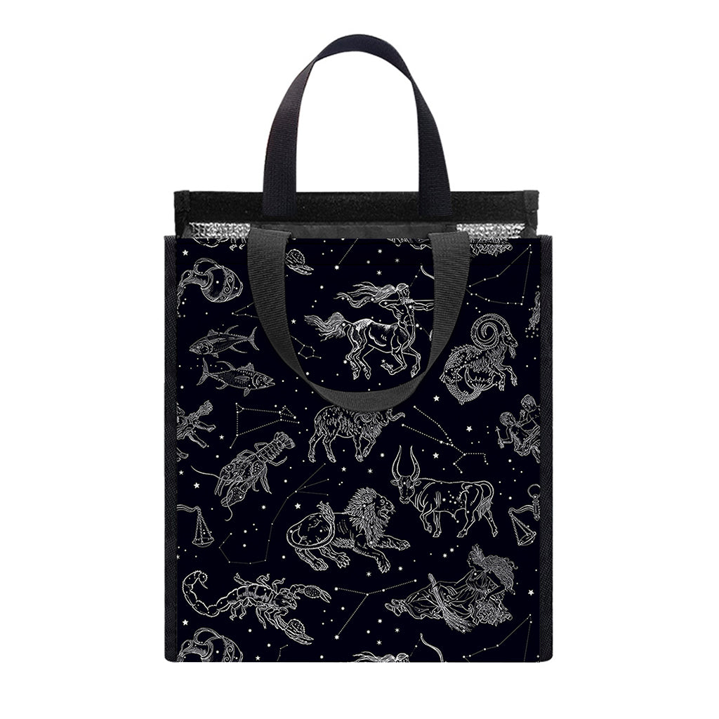 Zodiac Constellation Pattern Print Insulated Lunch Tote