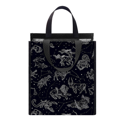 Zodiac Constellation Pattern Print Insulated Lunch Tote