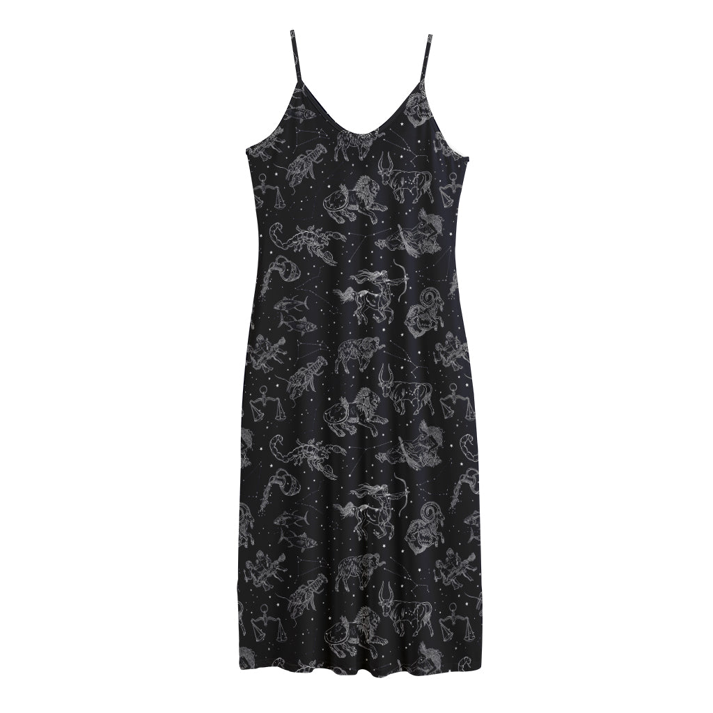 Zodiac Constellation Pattern Print Jersey Midi Cami Dress
