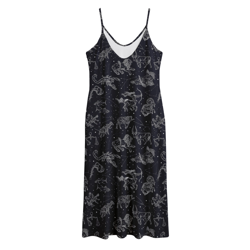 Zodiac Constellation Pattern Print Jersey Midi Cami Dress