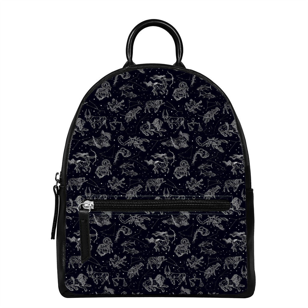 Zodiac Constellation Pattern Print Leather Backpack