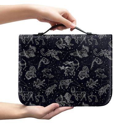 Zodiac Constellation Pattern Print Leather Bible Cover