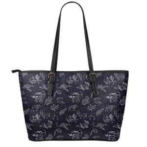 Zodiac Constellation Pattern Print Leather Tote Bag