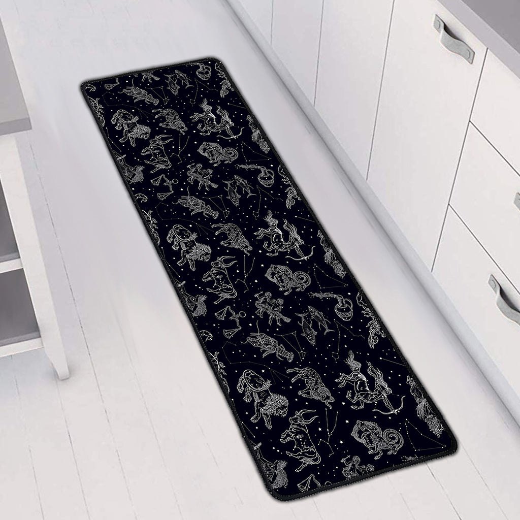 Zodiac Constellation Pattern Print Long Kitchen Mat