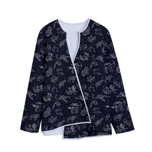 Zodiac Constellation Pattern Print Long Sleeve Short Coat