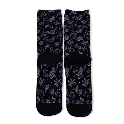 Zodiac Constellation Pattern Print Long Socks