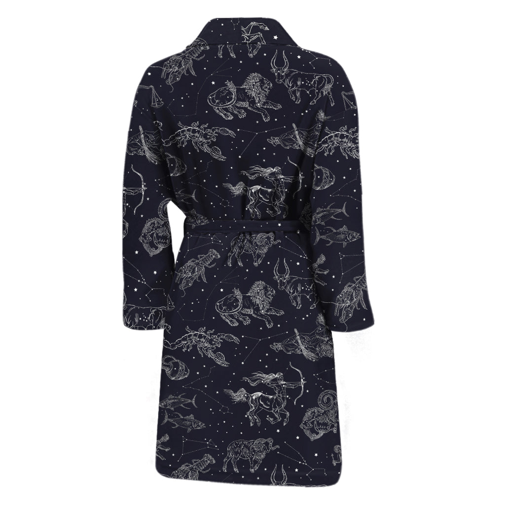 Zodiac Constellation Pattern Print Men's Bathrobe