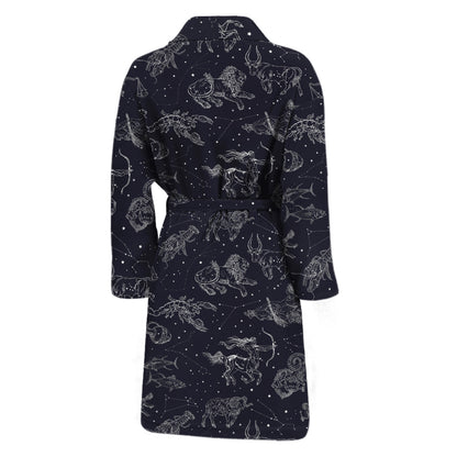 Zodiac Constellation Pattern Print Men's Bathrobe