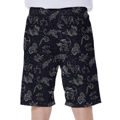 Zodiac Constellation Pattern Print Men's Beach Shorts