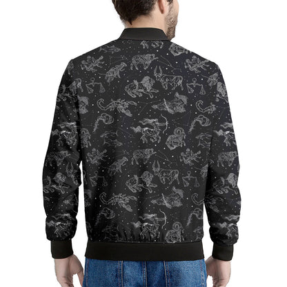 Zodiac Constellation Pattern Print Men's Bomber Jacket