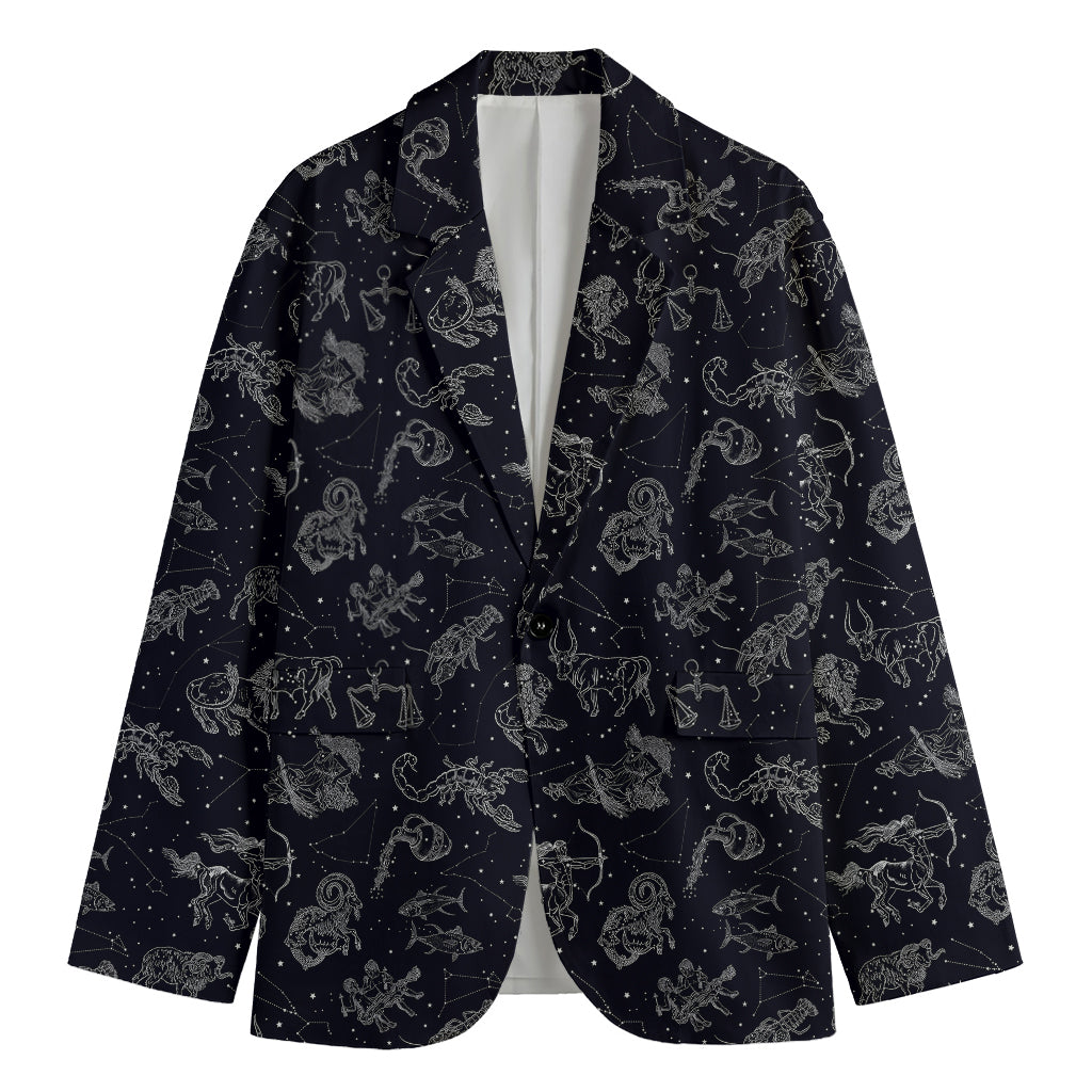 Zodiac Constellation Pattern Print Men's Cotton Blazer